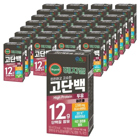 베지밀 고단백두유 검은콩, 190ml, 48개