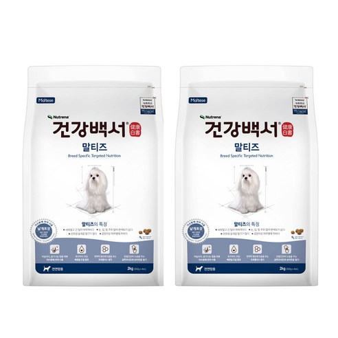 건강백서 전연령 말티즈 건식사료, 피부/피모+알러지, 2kg, 2개