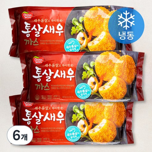 동원 통살 새우까스 (냉동), 480g, 6개