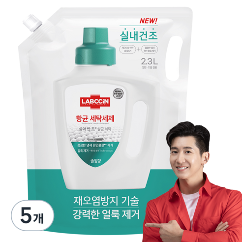 랩신 항균 세탁세제 솔잎향 리필, 2.3L, 5개