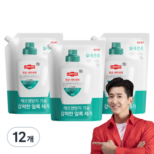 랩신 항균 솔잎향 세탁세제 리필, 1.5L, 12개