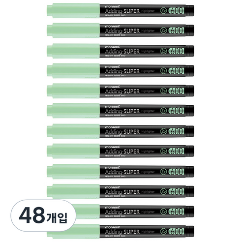 모나미 에딩슈퍼 600 파스텔 형광펜, 파스텔 그린, 48개입