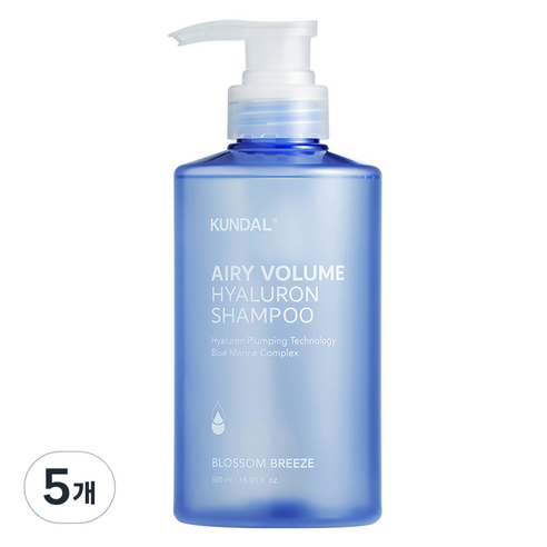 쿤달 히알루론 에어리 볼륨 샴푸 블라썸브리즈, 5개, 500ml