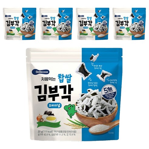 처음먹는 찹쌀 김부각 과자, 오리지널, 20g, 5개