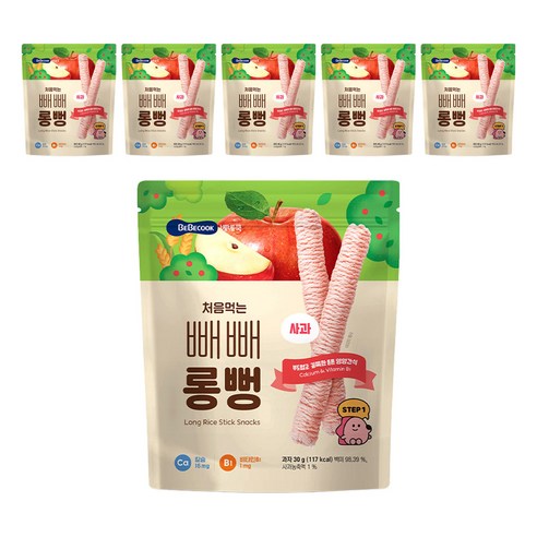 베베쿡 처음먹는 빼빼롱뻥, 30g, 6개, 사과