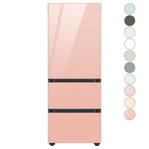 [색상선택형] 삼성전자 비스포크 김치플러스 3도어 키친핏 냉장고 313L 방문설치, 글램피치+글램피치, RQ33C74B1AP