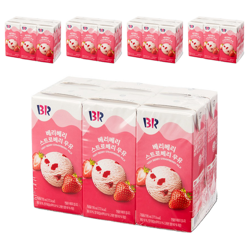 배스킨라빈스 베리베리 스트로베리 우유, 190ml, 30개