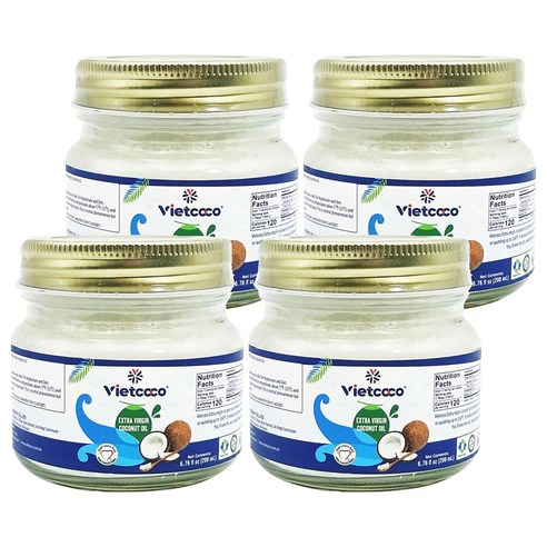 비엣코코 엑스트라 버진 코코넛오일, 4개, 200ml