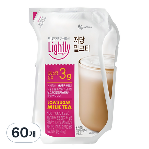 라이틀리 저당 밀크티, 180ml, 60개