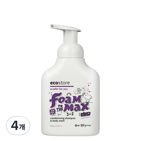 에코스토어 키즈 포밍워시 3in1 클렌저 페어 팝, 350ml, 4개