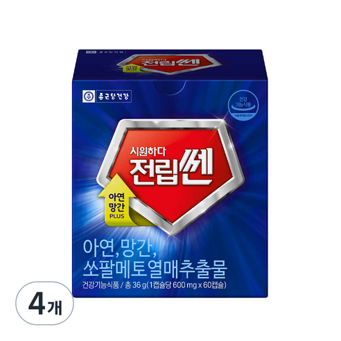종근당건강 시원하다 전립쎈 쏘팔메토, 60정, 36g, 4개