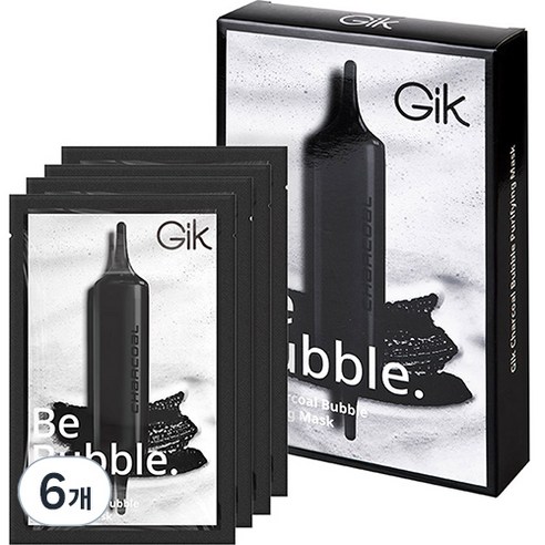 GIK 차콜 버블 퓨리파잉 마스크팩 25ml, 4매입, 6개