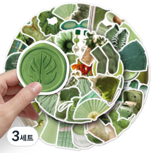 문곰상점 감성 다이어리 꾸미기 캐리어 스티커 50종 세트, 그린, 3세트