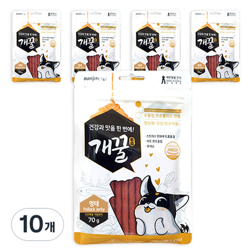 에이치디씨 개꿀 프로폴리스져키 강아지간식 70g, 명태, 10개