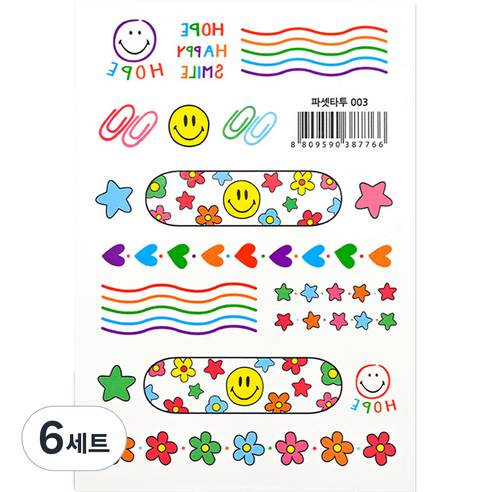 파셋 타투스티커 16종 세트, 파셋타투 003, 6세트