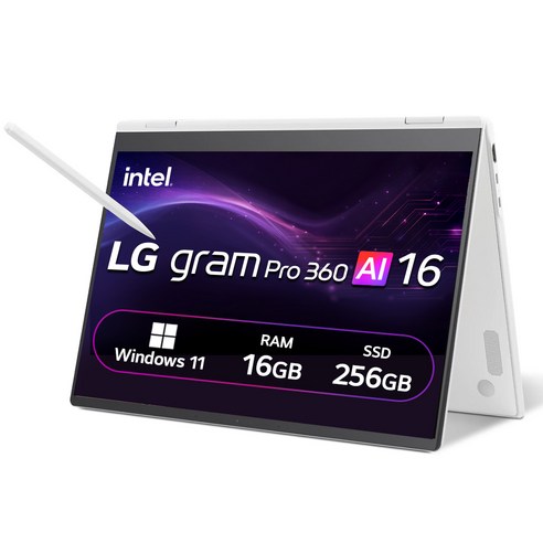 LG전자 2025 그램 Pro 360 AI 16 WQXGA 코어Ultra5 애로우레이크, 에센스화이트, 256GB, 16GB, WIN11 Home, 16T90TP-GA5CK