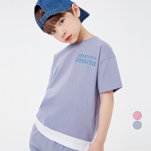 롤리트리 아동용 반팔 레이어드 티바지 세트 BT