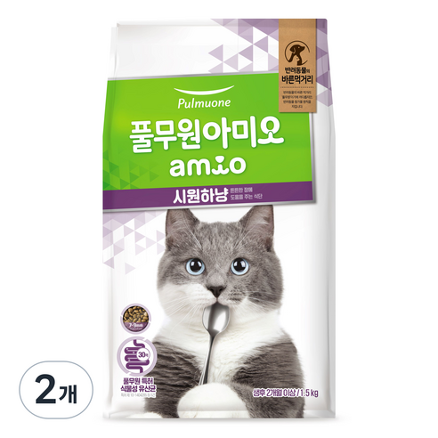 아미오 고양이 전연령용 시원하냥 건식사료, 1.5kg, 2개, 닭