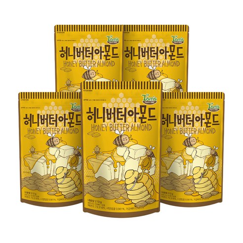 탐스팜 허니버터아몬드, 210g, 5개
