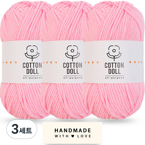 니뜨 코튼돌실 50g x 3p + 코튼 라벨 세트, 3세트, 12 네온연핑크