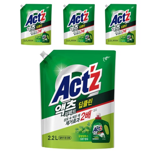 액츠 퍼펙트 딥클린 액상세제 리필, 2.2L, 4개