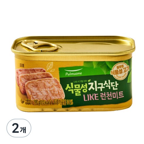 풀무원 식물성 지구식단 LIKE 런천미트, 2개, 190g