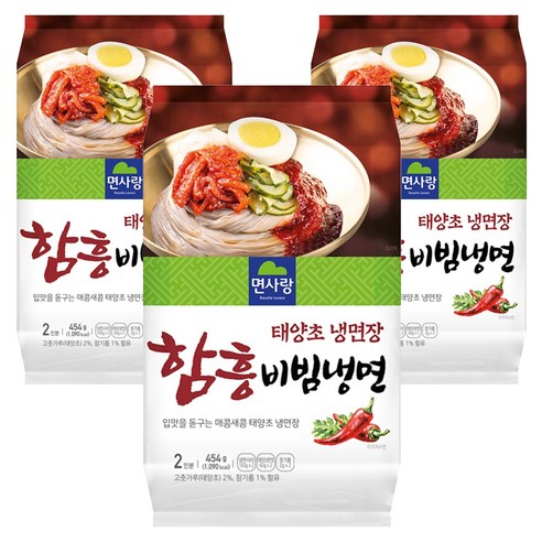 면사랑 태양초 냉면장 함흥 비빔냉면 454g, 3개
