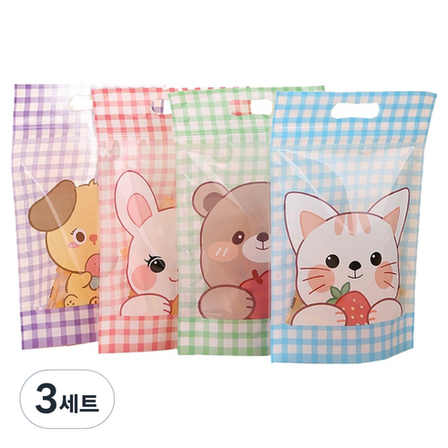 아트조이 구디백 스탠딩 지퍼백 간식봉투 4종 x 12p + 2p 랜덤발송 세트, 냠냠 프렌즈, 3세트