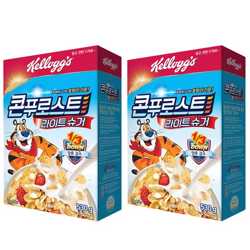 켈로그 콘푸로스트 라이트슈거 시리얼, 530g, 2개