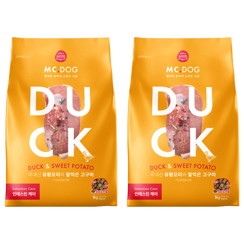 개기월식 엠씨독 강아지 인테스틴케어, 오리, 1kg, 2개
