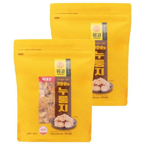 몽고식품 우리쌀 가마솥 누룽지, 500g, 2개