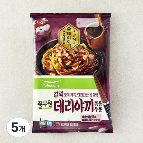 풀무원 생가득 갈릭 데리야끼 볶음 우동 2인분, 445g, 5개