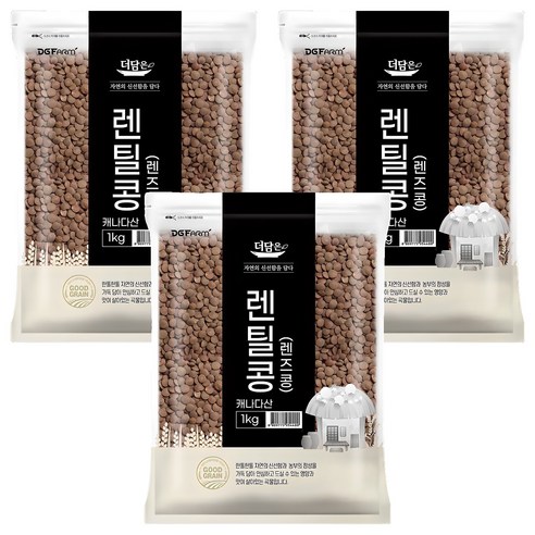 더담은 렌틸콩 렌즈콩, 1kg, 3개