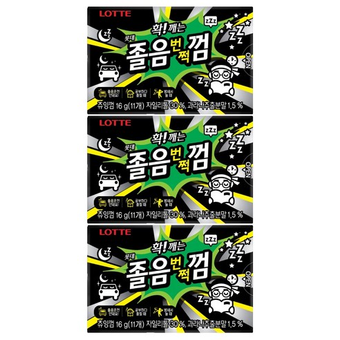 롯데웰푸드 졸음번쩍껌, 16g, 3개