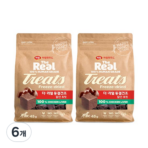 하림펫푸드 더리얼 강아지 동결건조 닭간 트릿, 닭간맛, 45g, 6개