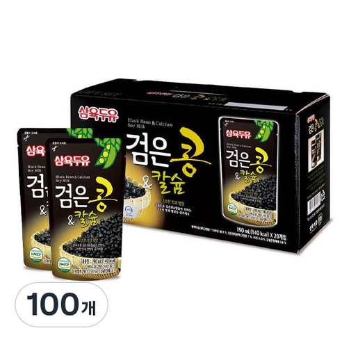삼육두유 검은콩 앤 칼슘 파우치, 190ml, 100개