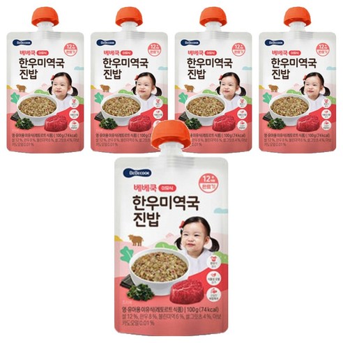베베쿡 실온 완료기 이유식 한우 미역국 진밥 100g, 5개