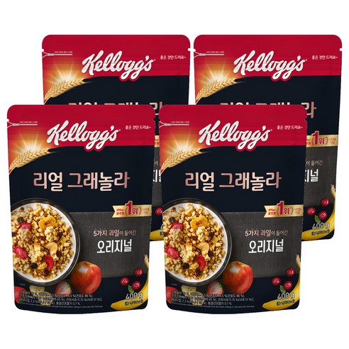 켈로그 리얼 그래놀라 오리지널 시리얼, 400g, 4개