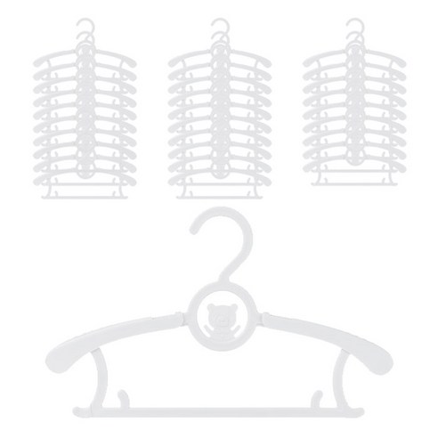 아이끌레 곰돌이 길이 조절 옷걸이, 화이트, 90개