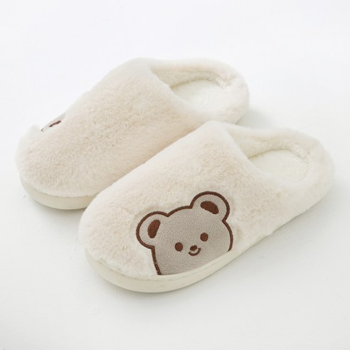 캐럿 여성용 곰 그래픽 털안감 룸슈즈