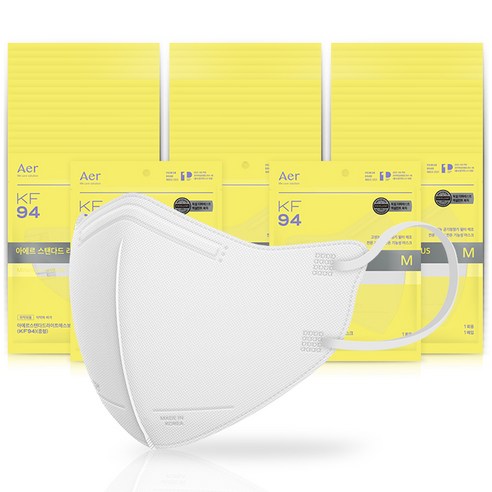 아에르 스탠다드 라이트핏 PLUS 보건용 마스크 중형 KF94, 1개입, 50개, 백색