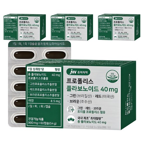 JW중외제약 프로폴리스 플라보노이드 40mg, 60정, 4개