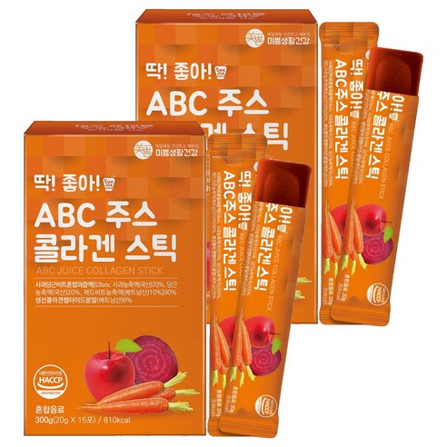 미쁨생활건강 딱좋아 ABC주스 콜라겐 젤리 스틱, 300g, 2개