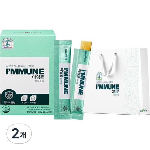 아임뮨 유니베라 알로에 겔 젤리 30p + 쇼핑백, 600g, 2개