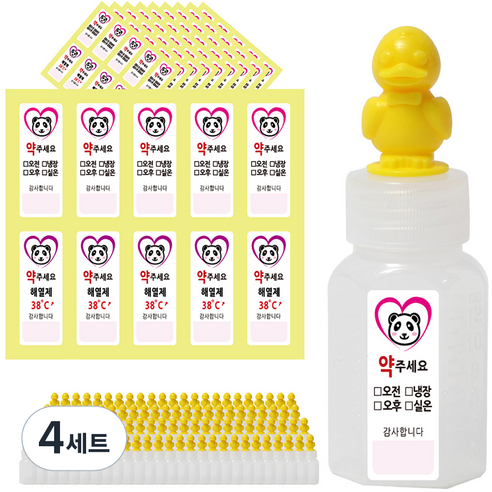 연두앵두 오리 캐릭터 투약병 100p + 팬더 투약스티커 100p, 4세트