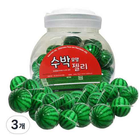 수박 모양 젤리 50p, 900g, 3개