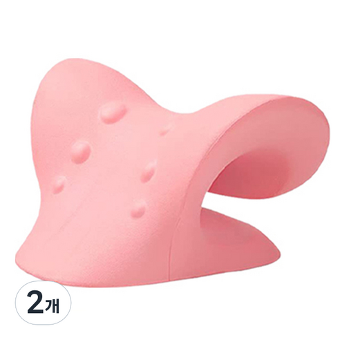 므뮤 목이편한 기능성 스트레칭 수면 C커브 낮은 목베개, 핑크, 2개