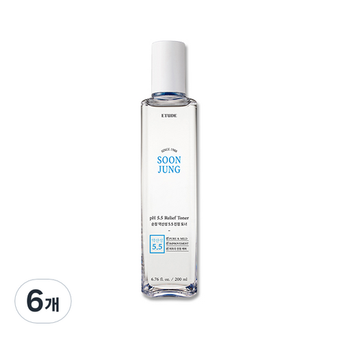 에뛰드 하우스 순정 약산성 5.5 진정 토너, 200ml, 6개