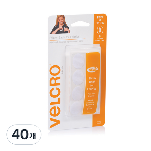 벨크로 패브릭 타원 화이트, 40개
