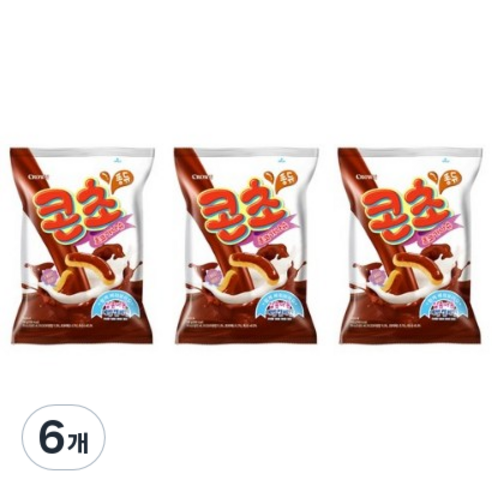 크라운 콘초 초코가나슈 옥수수스낵, 110g, 6개